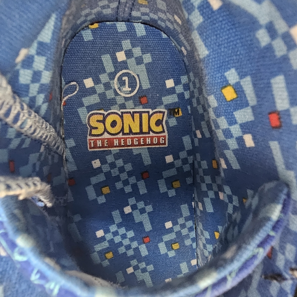 SEGA Sonic The Hedgehog Kids High-Top Character Sneakers Blue White Size 1 - Picture 8 of 9